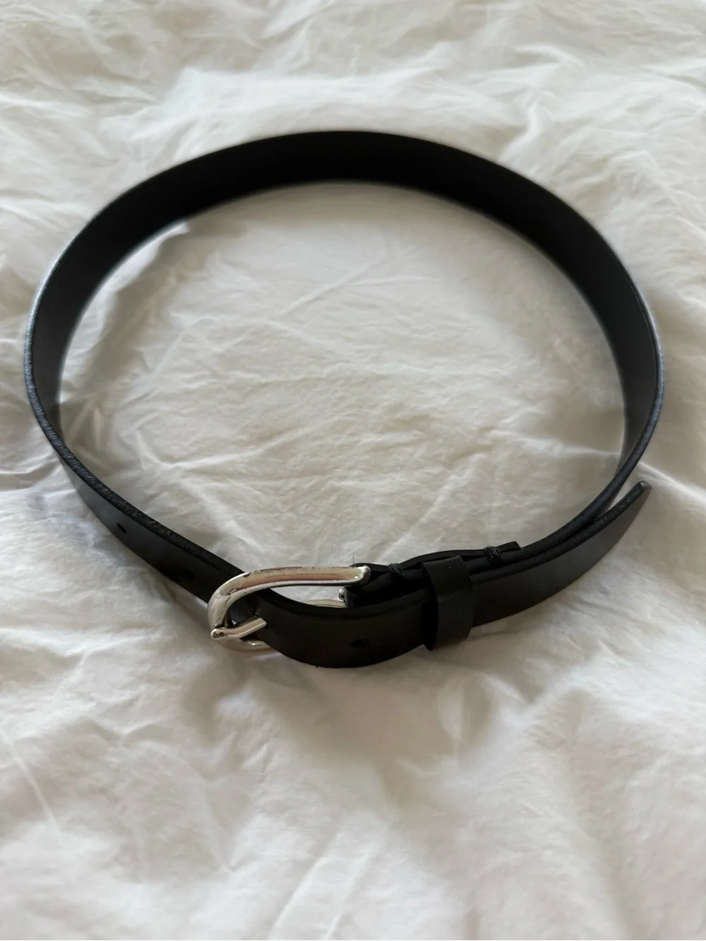 Kids Black Faux Leather Belt with Silver Buckle